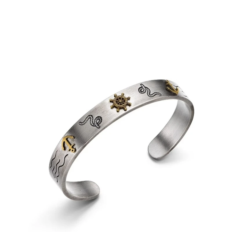 

Buyee 925 Sterling Silver Couples Big Bangle Elegant Golden Pattern Bangle for Women Men Fashion Fine Jewelry Circle Gift