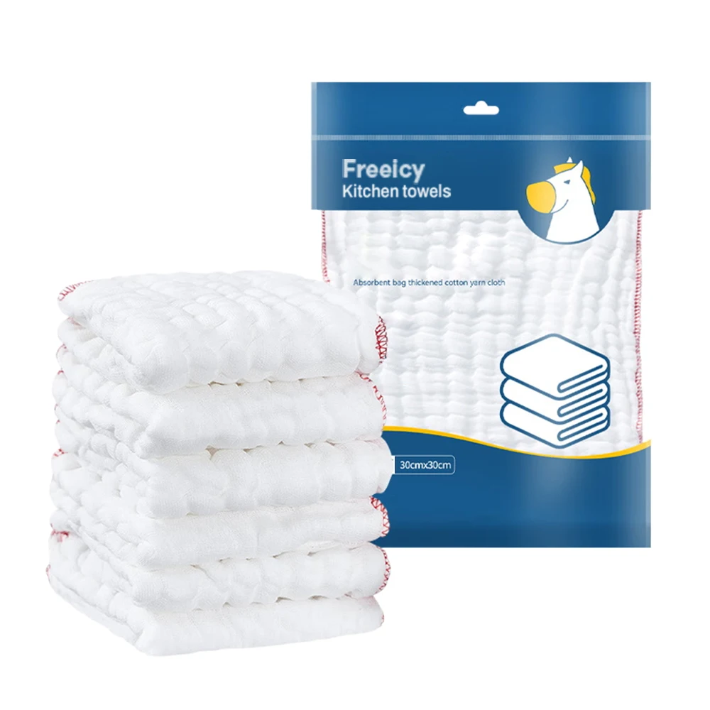 Freeicy Kitchen towels, Super Absorbent Kitchen Towels 5 Pack - Premium 100% Cotton Kitchen Towels