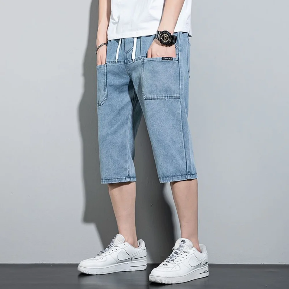 Nieuwe Mens Zomer Denim Korte Jeans Fashion Streetwear Hip Hop Lange 3/4 Capri Cargo Shorts Bermuda Masculina Ropa Hombre