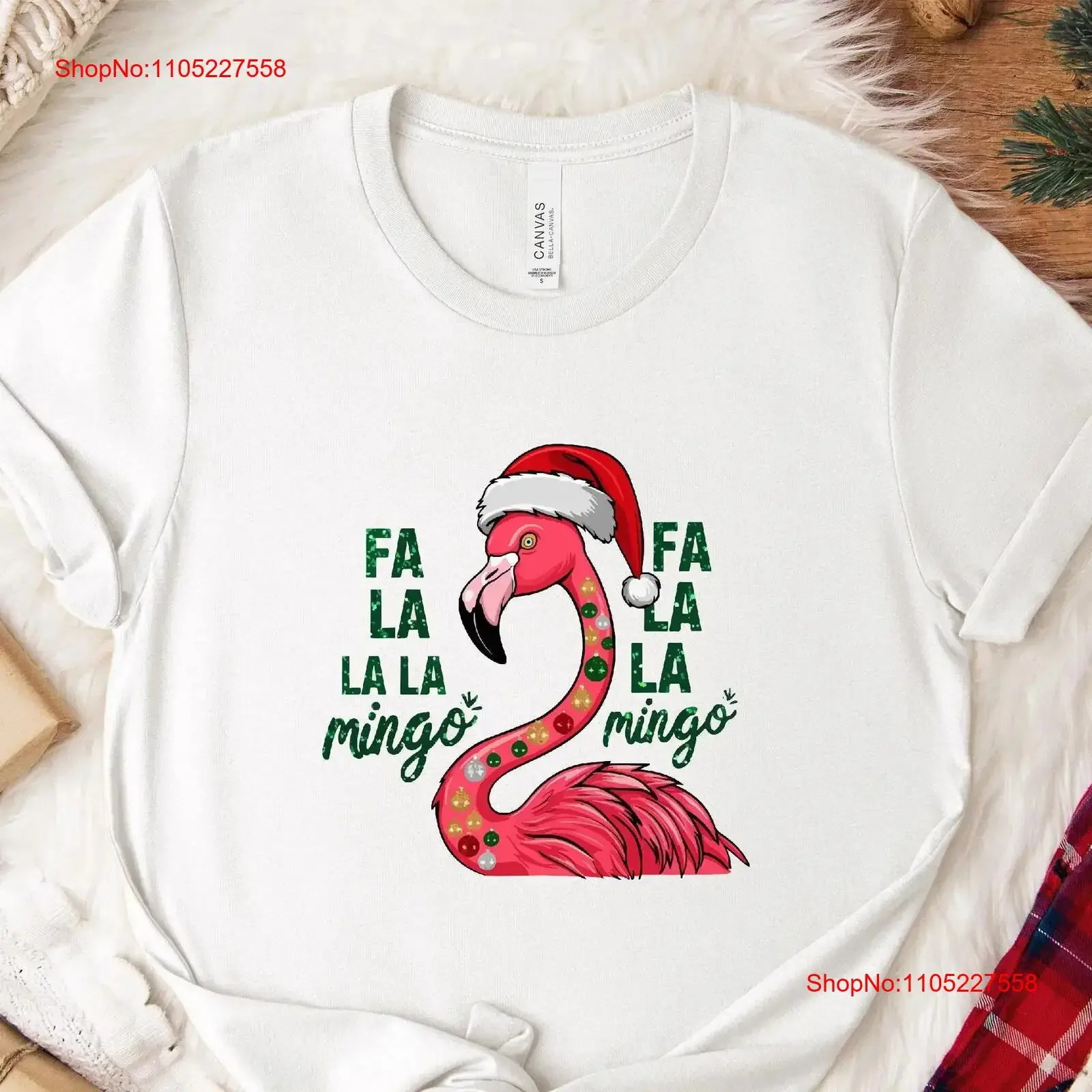 Fa La Mingo Christmas T shirt Fun Festive Flamingo in Santa Hat Holiday Style for Parties and Tropical Vibes vintage Washed
