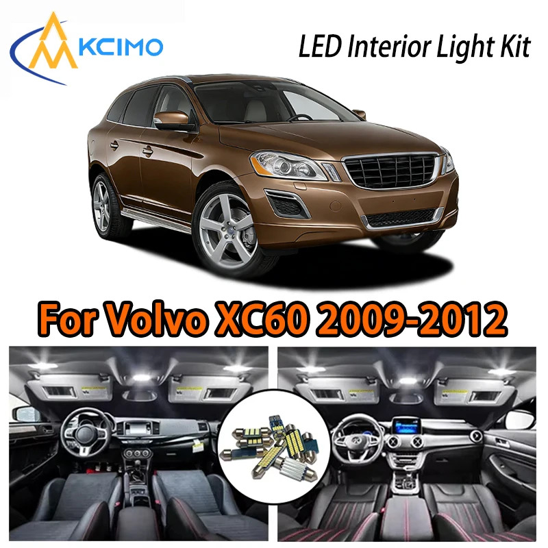 

Светодиодные внутренние светильники для Volvo XC60 2009-2012, двухцветные, суперяркие, простая установка, белый и ледяной синий цвета