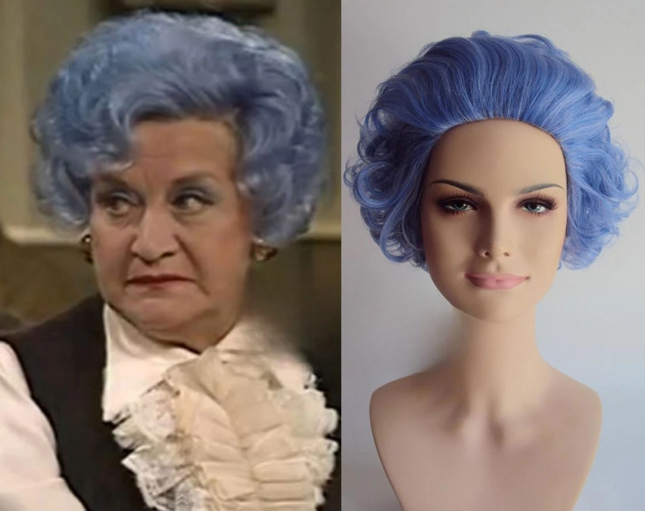 

DELUXE BLUE RINSE GRANNY OLD LADY SHORT CURLY GRANDMA COSTUME WIG