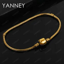 925 Sterling Silver 18K Gold Women 8 Inches Snake Chain DIY Bracelet For Charm Party Gift Jewelry Wholesale Fashion Men
