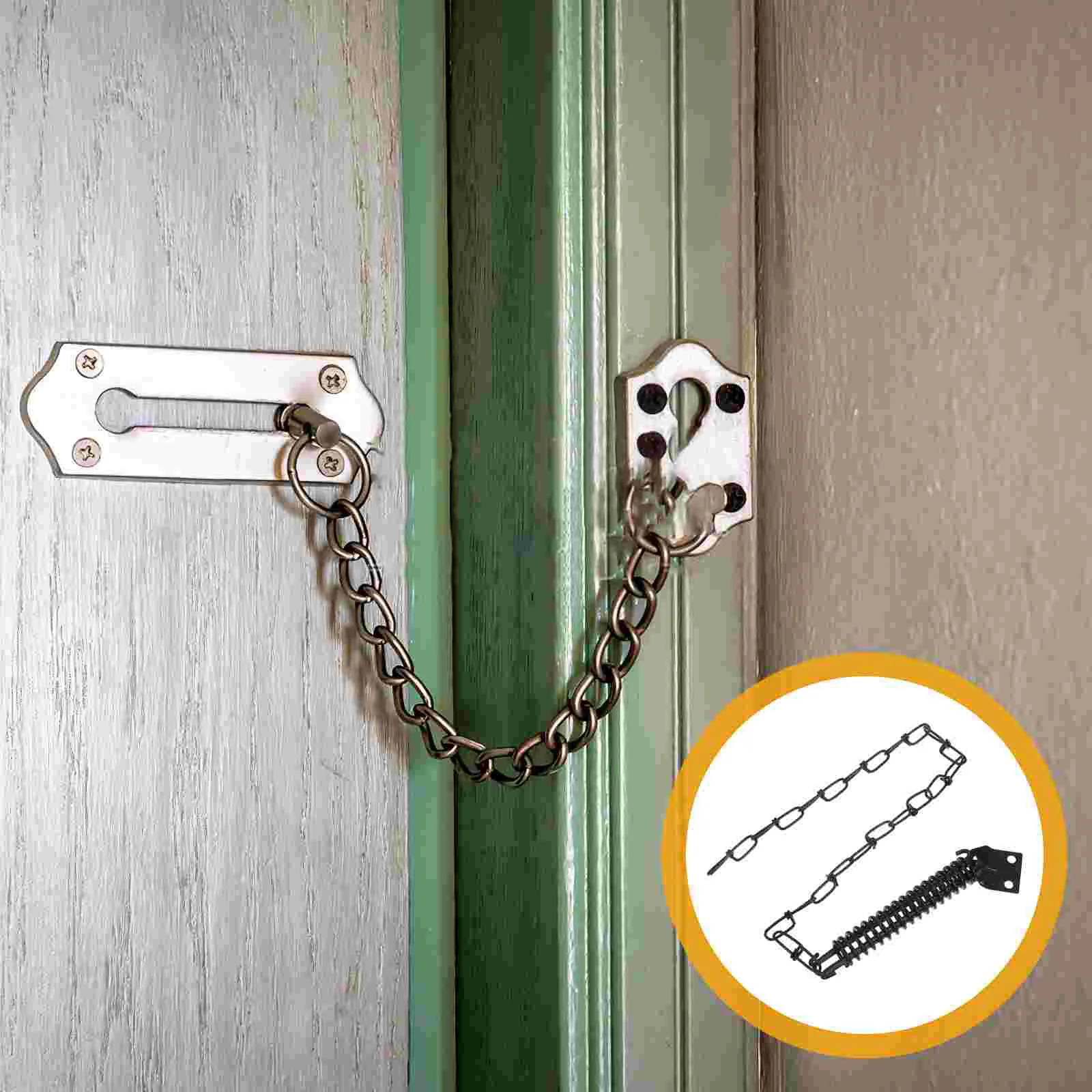 

Door Stoppers Lock Chain Windproof Garage Spring Replacement Screen Black Travel