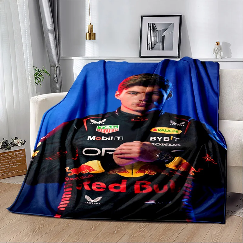 Max Verstappen Formule voiture de course Couvertures en flanelle Couvertures légères portables pour literie d'été et couvre-lits de voyage