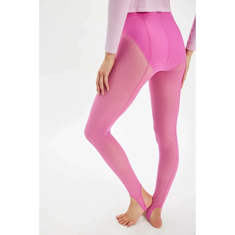 Calças Legging Femininas Y2K de Cintura Alta Elástica Transparente, Ajuste Fino, Calças Compridas Justas, Leggings Esportivas para Yoga