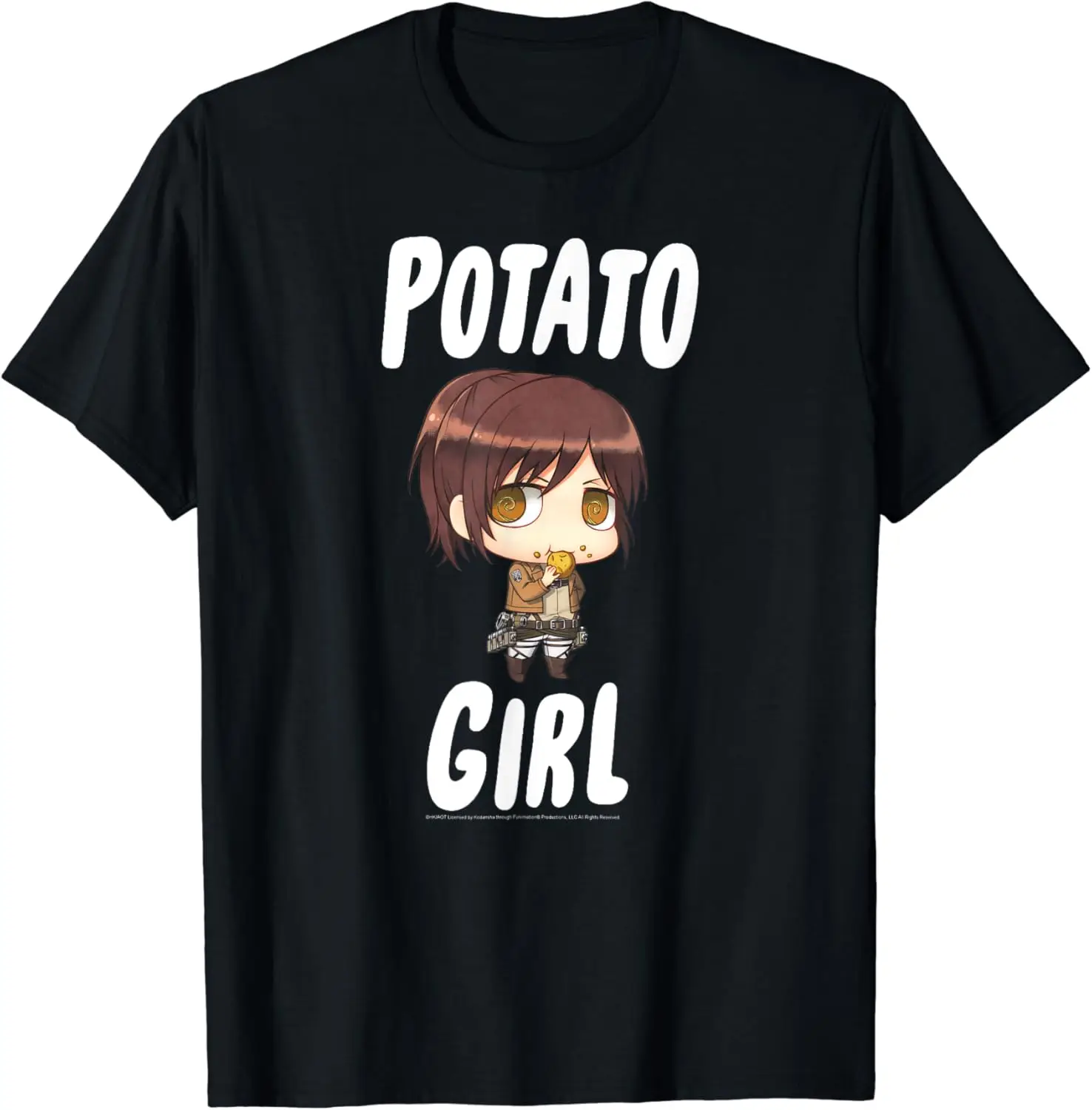 Attack on Titan Potato Girl T-shirt T-Shirt 100% Cotton Streetwear High Quality