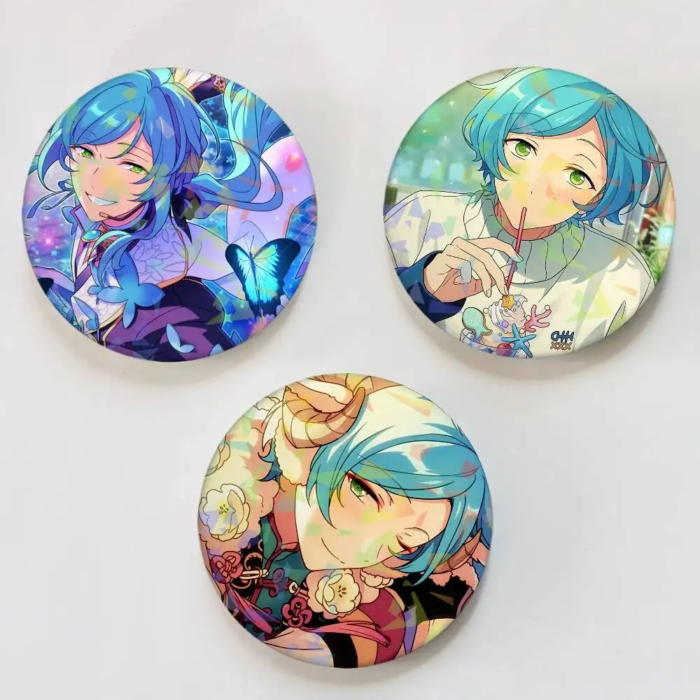 Kanata Shinkai Game Ensemble Stars IDOL Round Badge for Backpack Accessories Laser Lapel Pins Jewelry Gifts