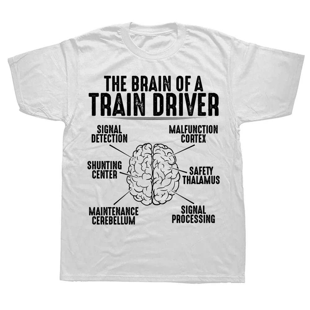 Streetwear Short Sleeve Birthday Gifts Summer Style T-shirt  Novelty Awesome Train Driver Engineer Brain T Shirts  Mens Clothing