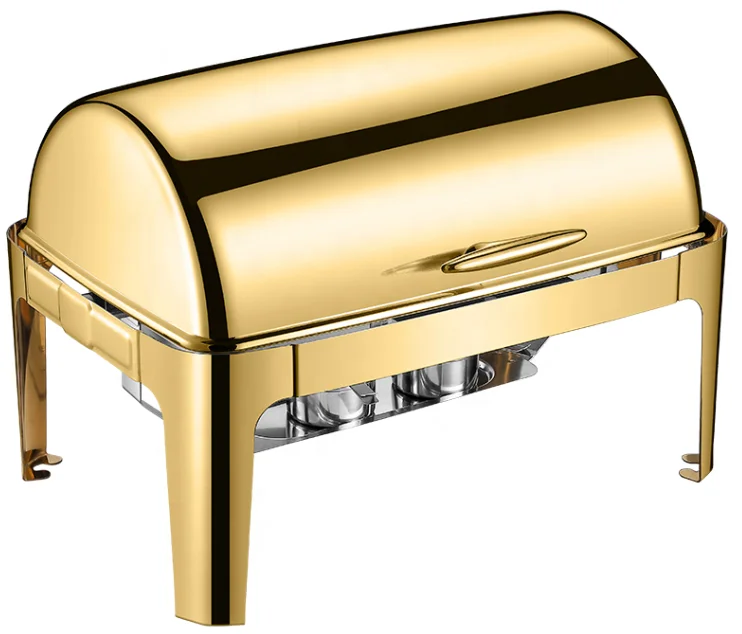 

Roll Top Thermostatic Chafing Dish Stainless Steel Food Buffet Display Hydraulic Visualization Food Warmer Set