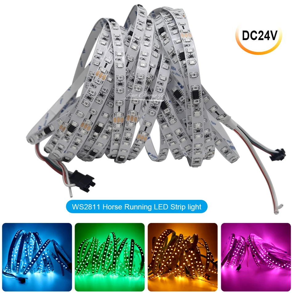 

WS2811 Horse Running LED Strip DC24V 16703 IC Single color Addressable 120LEDs/m LED Strip light