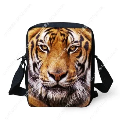 3D Animals Cool White Tiger Backpacks Children School Shoulder Bags Men Crossbody Bag Boys Backpack For Kids Messenger Bags