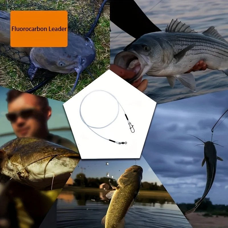 10pcs 100% Fluorocarbon Fishing Line Fishing Rod Fluorocarbon Line With Rolling Swivel And Quick Lock Pressure Test 7-18kg