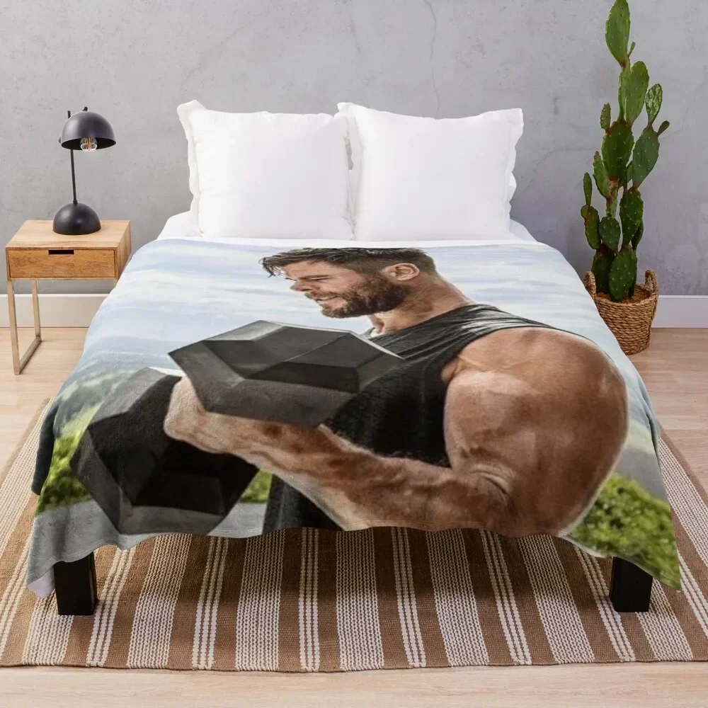 Chris Hemsworth Throw Blanket Camping for sofa Multi-Purpose Blankets