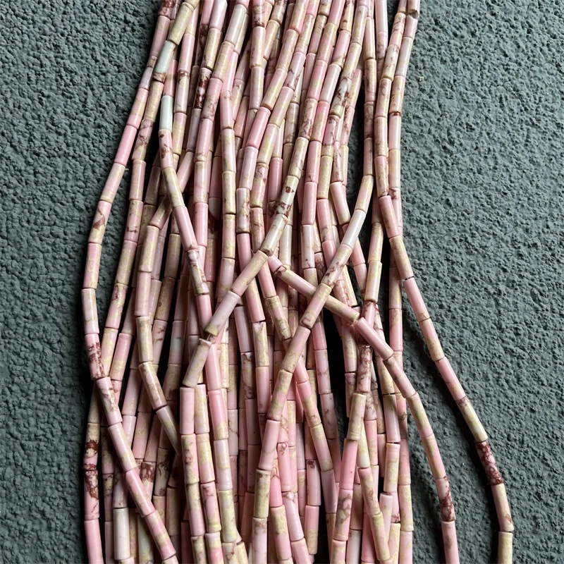 4*13MM Pink Emperor Stone Round Tube Beads For Imperial Turquoises Natural Jewelry Making DIY Bracelet Earrings Gem Stone Luxury
