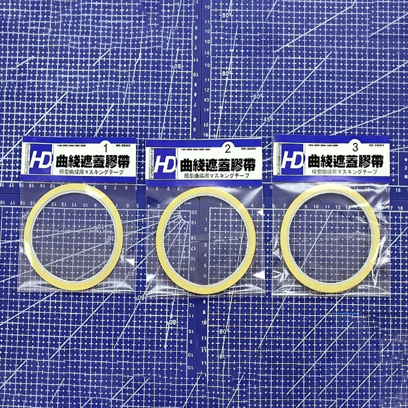 3Pcs 1mm 2mm 3mm Model Curve Cover Tape Model Spray Masking Tape for Gundam Model DIY Painting Spraying Tool 15M Length