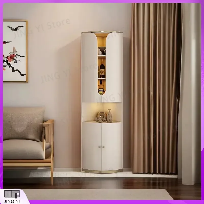 

Modern Luxury Wine Cabinet with LED Lights Stainless Steel and Glass Bar Storage Unit for Home Kitchen Office Beverage