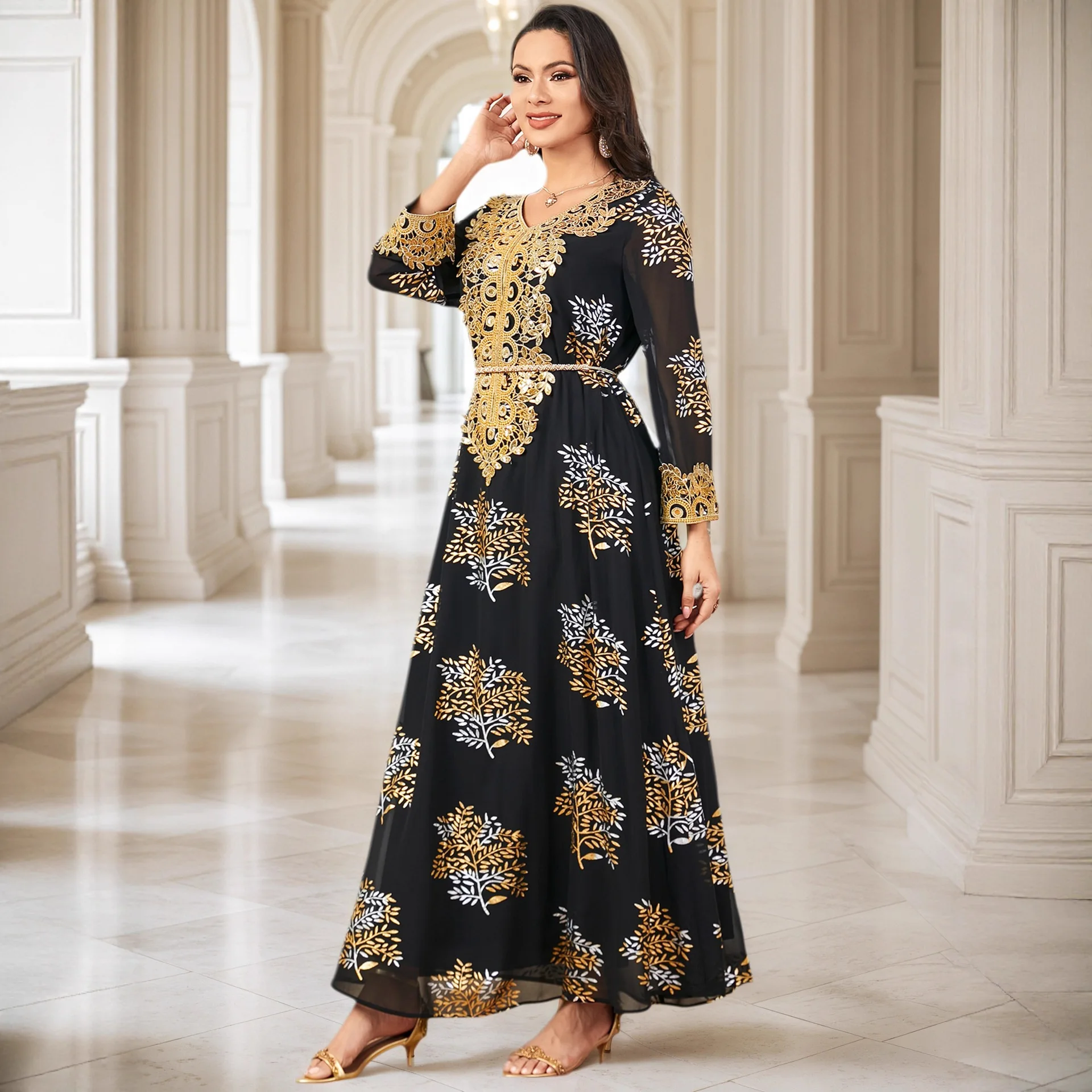 Sukienki damskie z Bliskiego Wschodu, arabskie, nowa moda, eleganckie, luźne, codzienne, modne, luksusowe, z nadrukiem, zdobione koralikami i haftem, odzież damska, abaja.