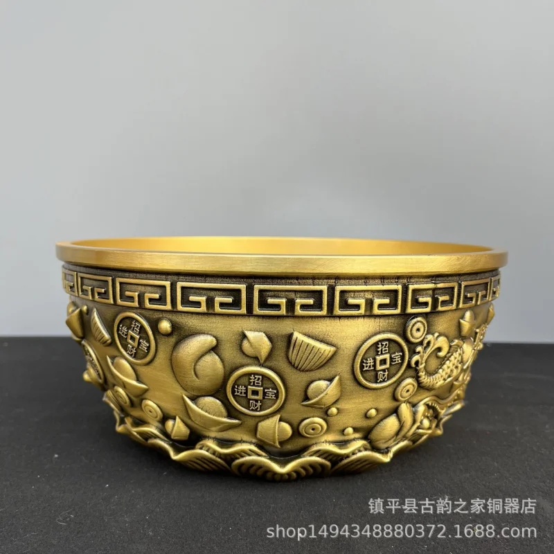 

Treasure Ornament Brass Rice Jar Money Saving Bank Living Room Wealth Household Solid Thickened Bowl Copper Ja