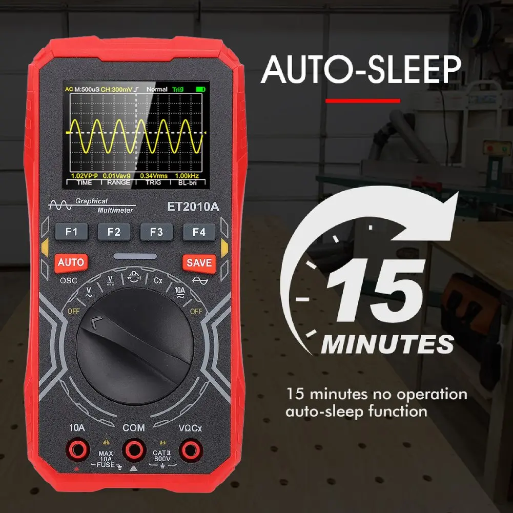ET2010A 2-in-1 Oscilloscope and Multimeter with 2.4-inch Display 1MHz BW 2.5Msps Sampling Rate Diode and Continuity Testing