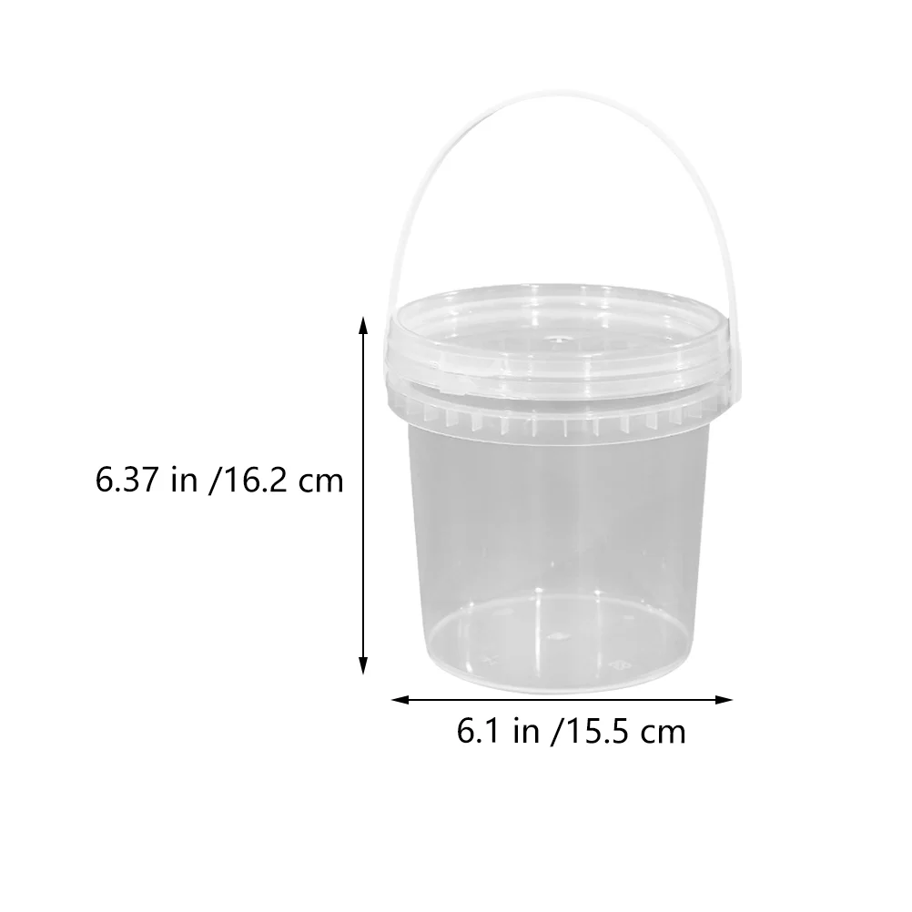 2 Pcs Ice Cream Bucket Mini Refrigerator Storage Bins Freezing Round with Handle Transparent Food Plastic Lidded Jam Sealing