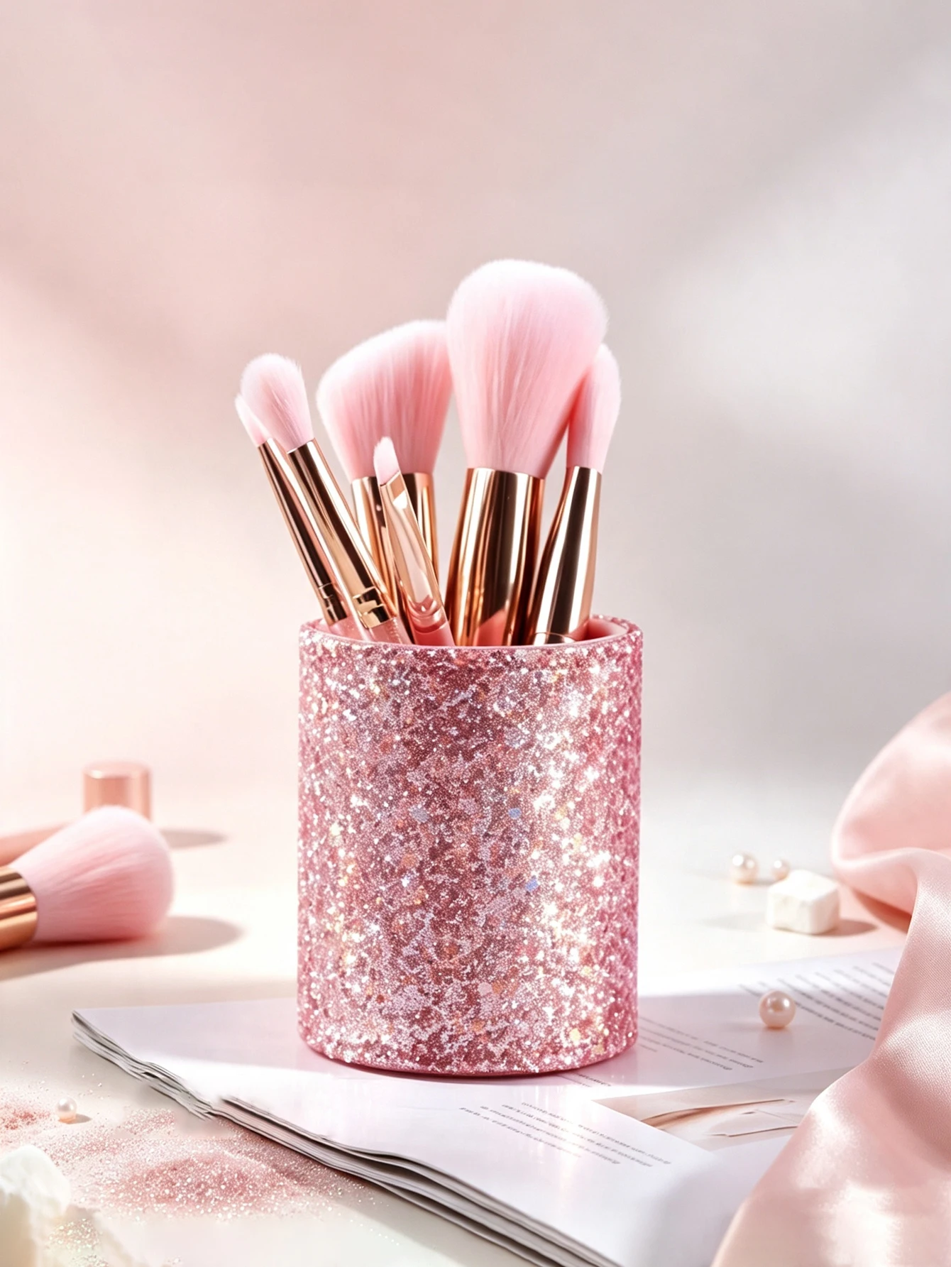 Home Goods Bathroom Storage - Розовая блестящая банка для хранения косметических