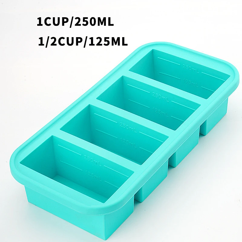 1 Pc 2/4/6 Grid Siliconen Vriezer Schimmel Met Deksel Gekoelde Voedsel Opbergdoos Voedsel doos Ijsbak Schimmel Ijs Doos Vers Houden Doos