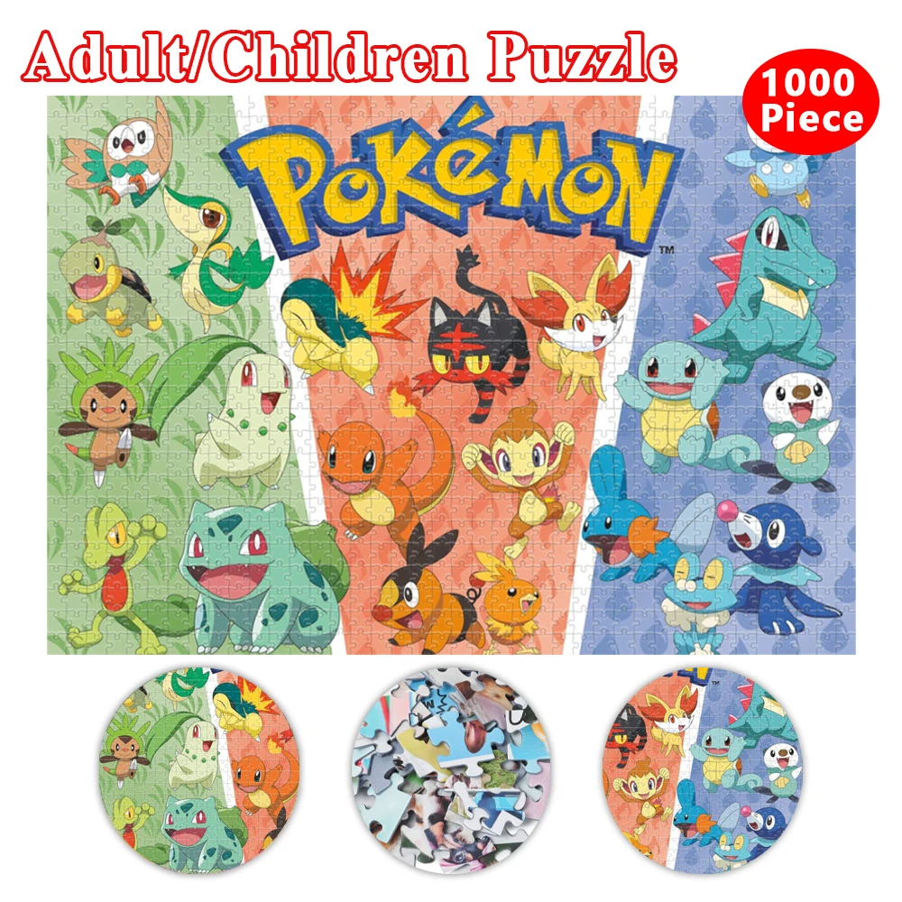 Pikachu Puzzles for Adults 1000 Pieces Paper Jigsaw Puzzles Pokemon Educational Decompressing Diy Large Puzzle Game Toys Gift