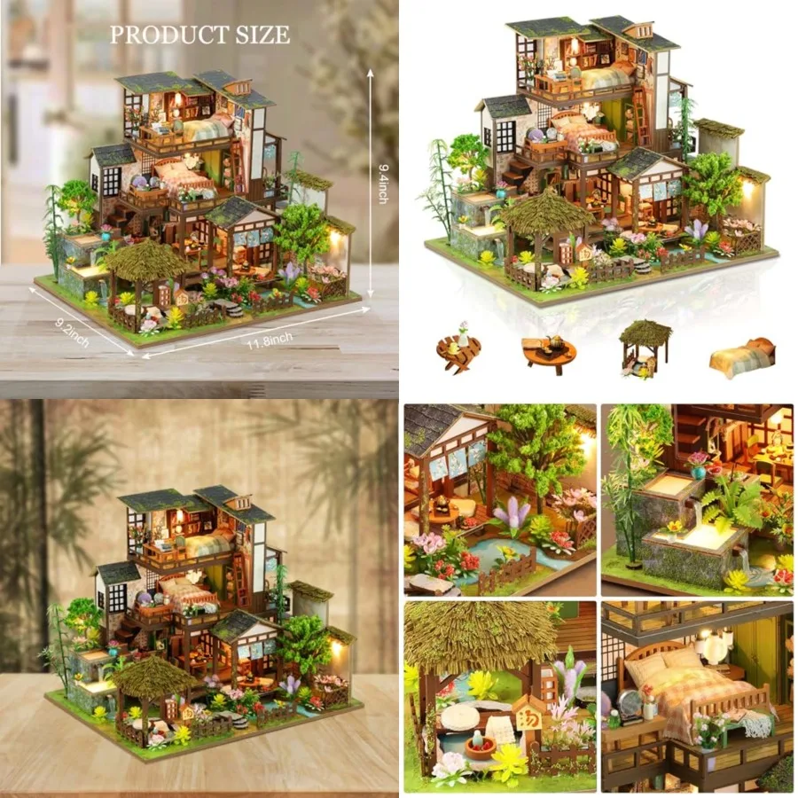 

Miniature House Kit, Tiny House Kit with Light, DIY Mini House Building Kits for Adults to Building, Unique Gift for Birthday M