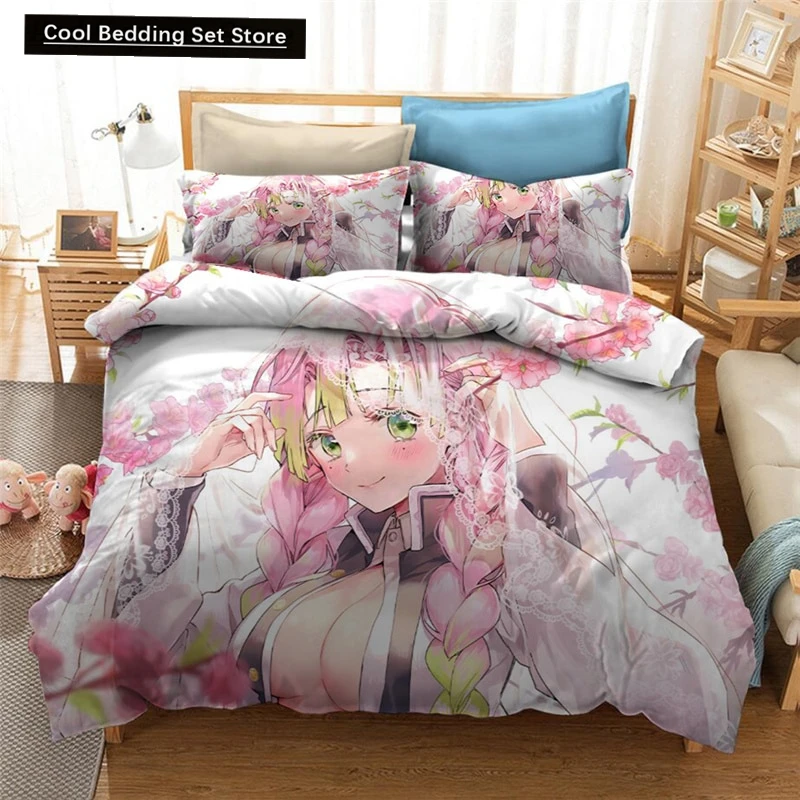 

Cartoon Demon Slayer Bedding Set Duvet Covers Japan Anime 3D Printed Comforter Bedding Set Bedclothes Bed Linen Home Textiles