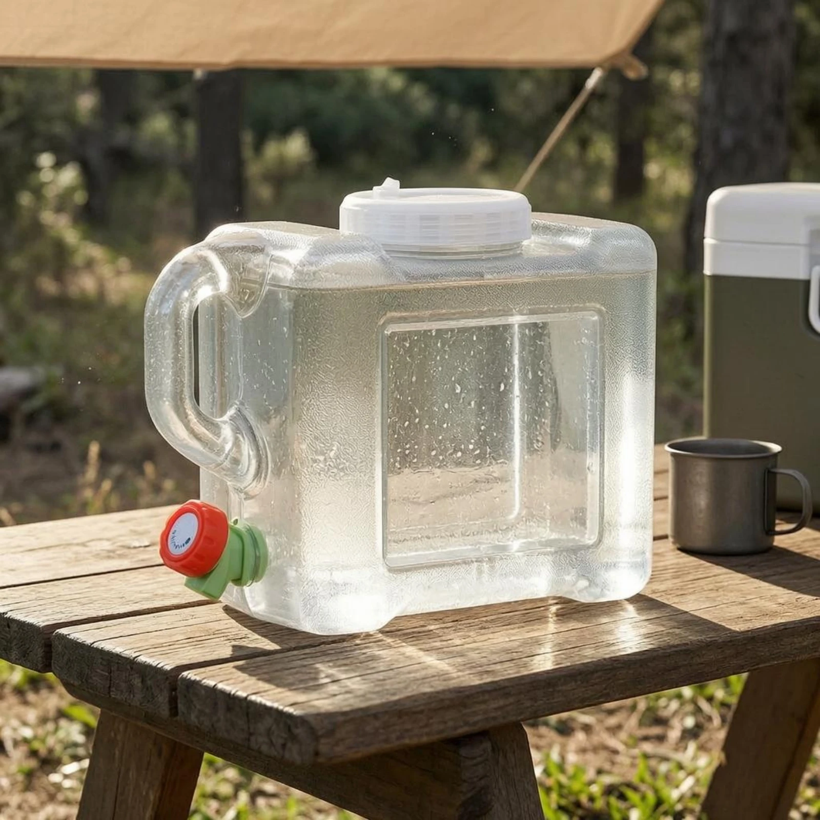 5 L Water Container PC Plastic Transparent Water Container 5 Gallon Dispenser Side Handle Liquid Storage Food-Grade