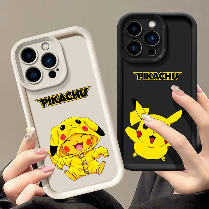 Anime P-Pokemon Phone Case for iPhone 16 Cases iPhone 15 14 13 12 Mini 11 Pro Max 16 Plus XS 15Pro Pikachu Shockproof Back Cover