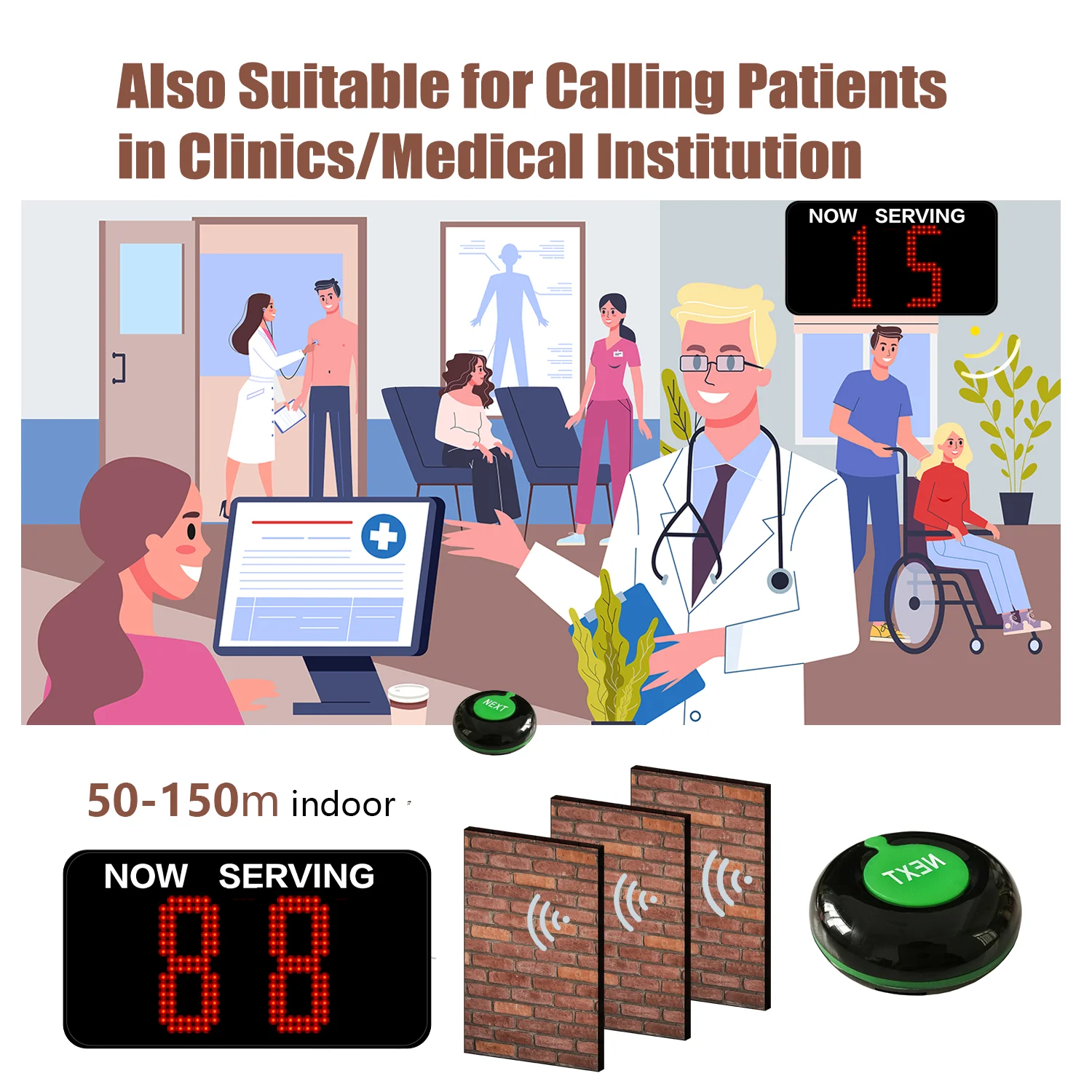 نظام انتظار النداء لإدارة طابور LED مكون من رقميين، آلة تذكرة بزر الاتصال التالي الرقمي لمستشفى بنك الأعمال في المطاعم #3