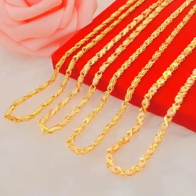 GoldNouveau Women's 24K Gold AU999 Ethnic Necklace - Exquisite ethnic pattern, light texture, value-preserving, for linen outfit
