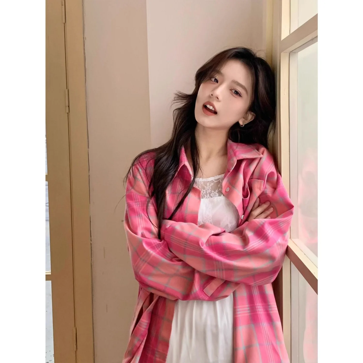 Vrouwen Vintage Chic Single Breasted Losse Lange Mouwen Eenvoudige Shirts Populaire