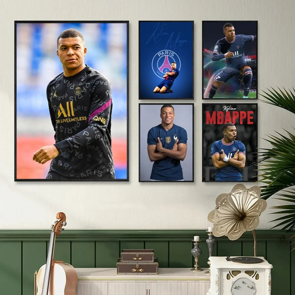 1PC Kylian Mbappe Player Football Poster Self-adhesive Art Waterproof Paper Sticker Coffee House Bar Room Wall Decor