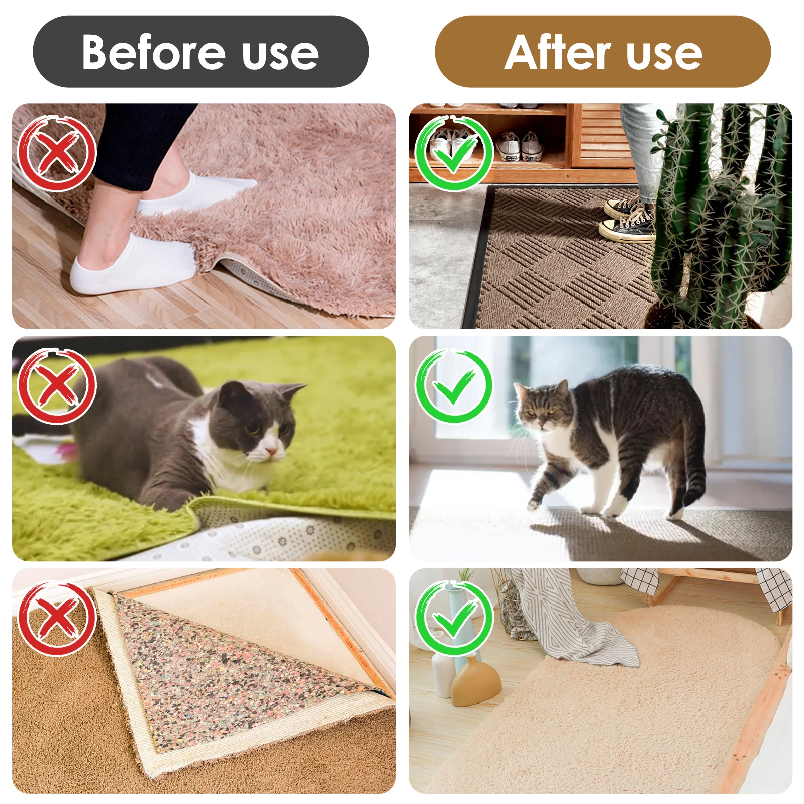 32Pcs Rug Grippers Heart-Shaped Non-Slip Rug Pads Reusable Carpet Corner Side Gripper Washable Rug Grippers Multi-Purpose Rug