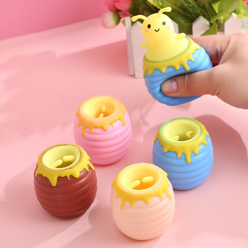 

4Pcs Squishy Toys Stress Relief Toys for Adults Cute Honeypot Cup Squeeze Toys for Kids Decompression Sensory Squishes ToyFidget