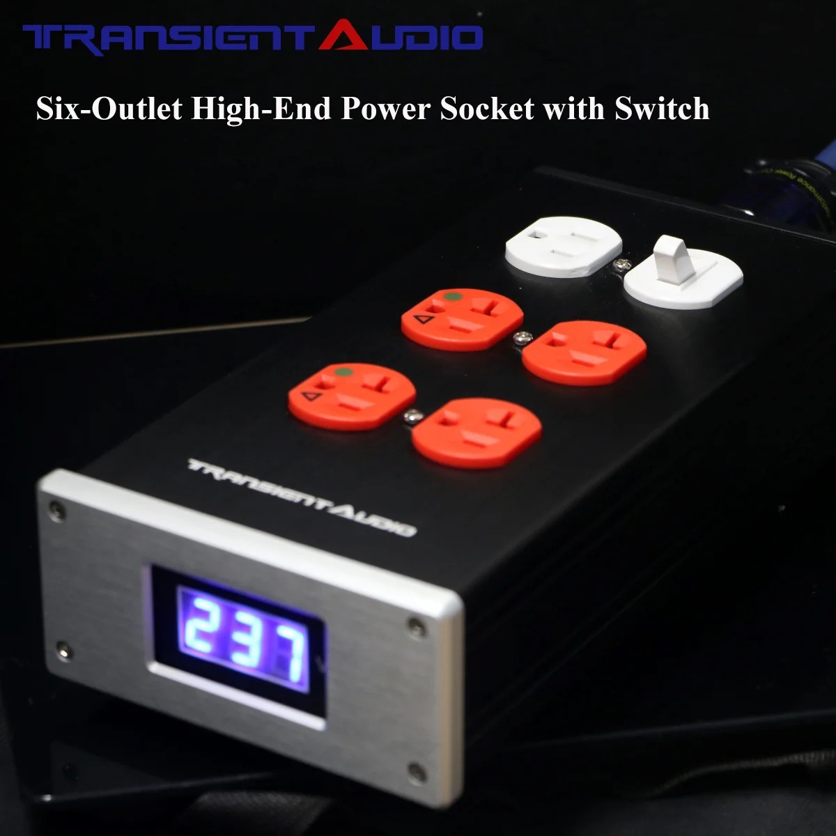 TRANSIENTHI-FIAUDIO High-End Six-Outlet US Standard Power Strip with Switches and LED Digital Display