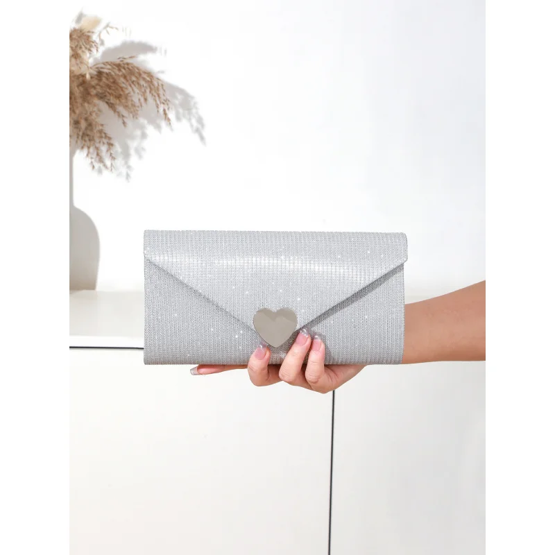 In-stock personalized heart-shaped glitter stripsparty clutch bagClutch envelope evening bag view 2