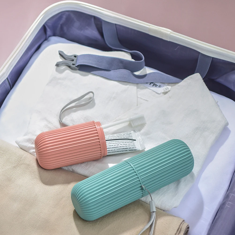 

2 pcs Toothbrush Box Durable Plastic Travel Teeth Organizer Portable Storage Container Multifunction Oral Hygiene Accessories