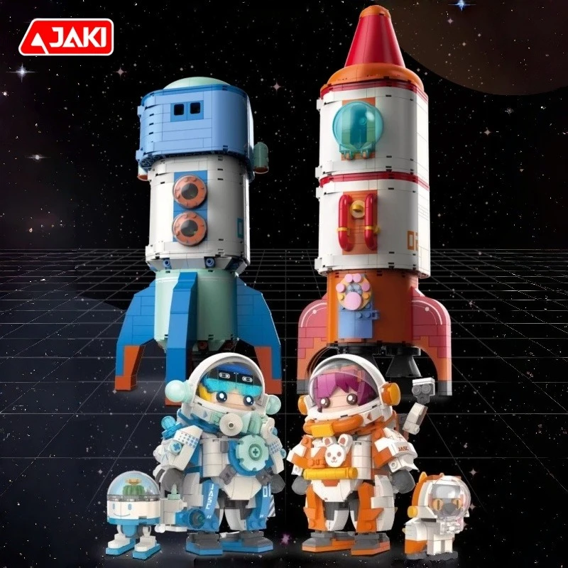 

Rocket Astronaut Assembling Building Blocks Chinese Aerospace Anime Cartoon Model Collectible Ornaments Children's Holiday Gifts