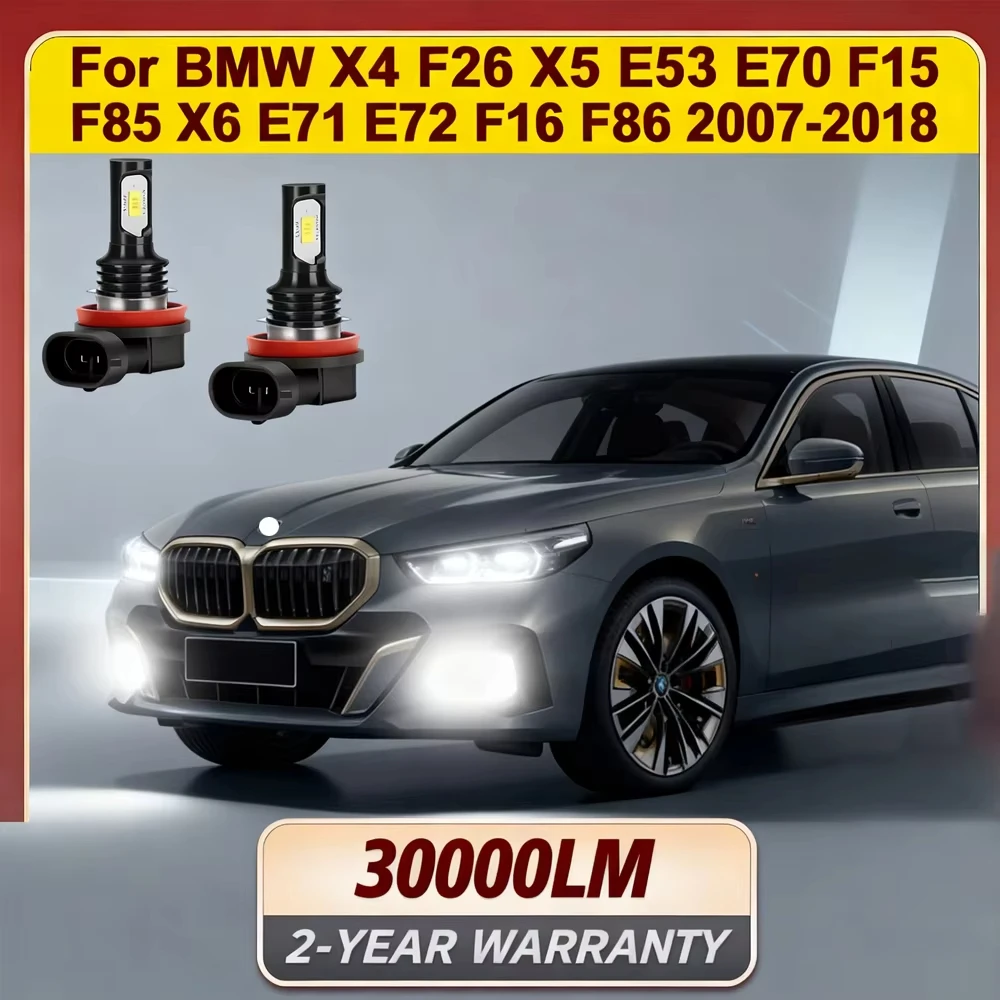 

2X H11 светодиодные передние противотуманные фары, светодиодные лампы, аксессуары, противотуманные фары для BMW X4 F26 X5 E53 E70 F15 F85 X6 E71 E72 F16 F86 2007-2018