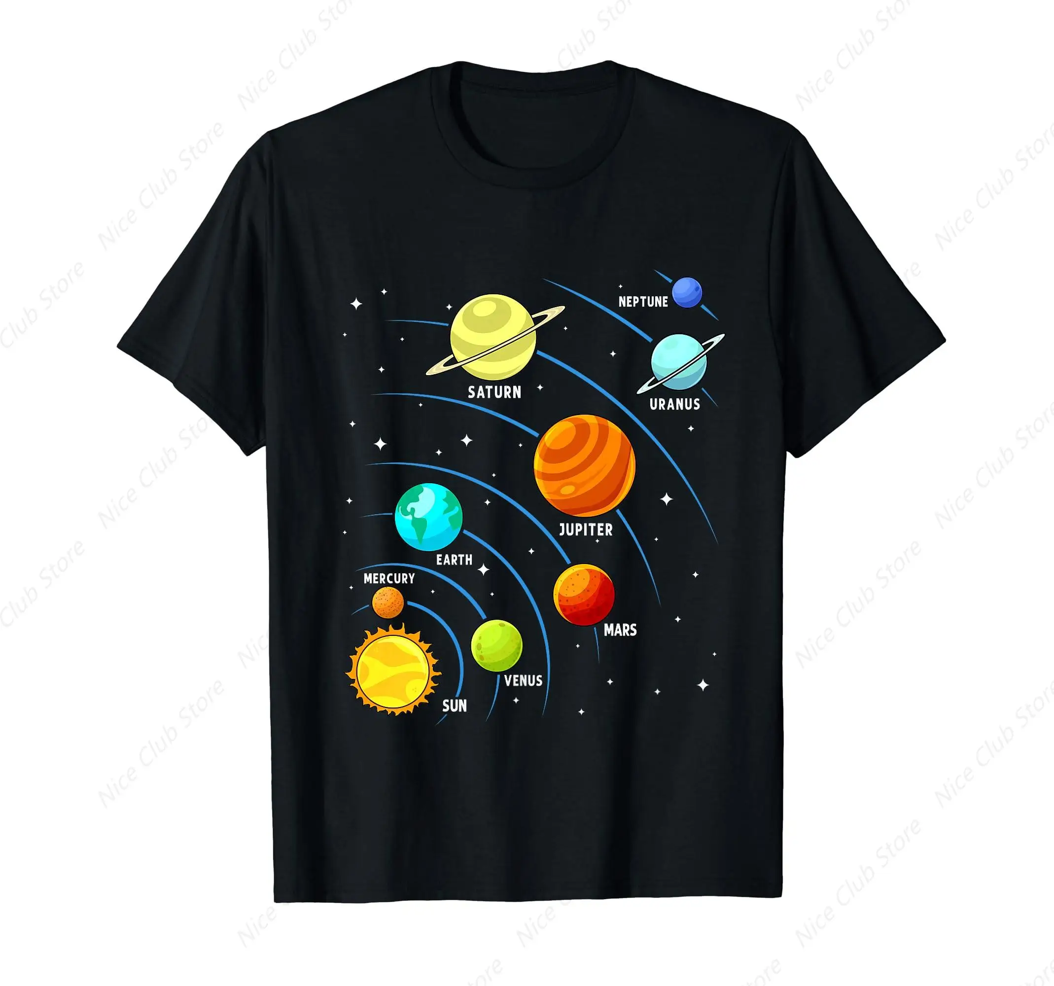 

Kids Colorful Planets Solar Systems Men Boys Space Science T-Shirt