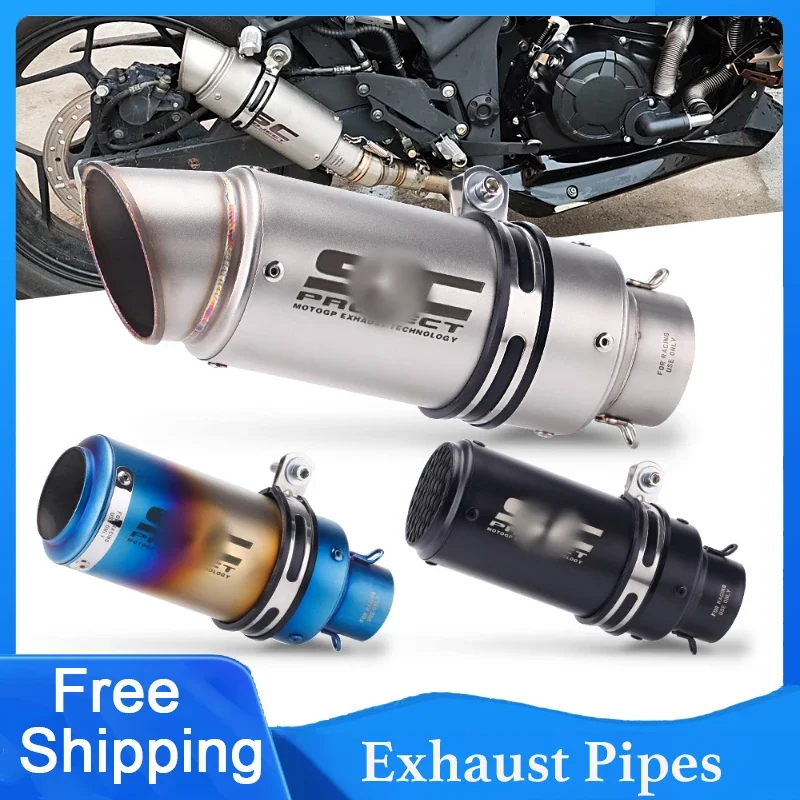 

51mm Universal SC Motorcycle Exhaust Pipes Muffler Silencer Steel With DB Killer For Kawasaki Yamaha R3 R25 CBR600 S1000RR MT09