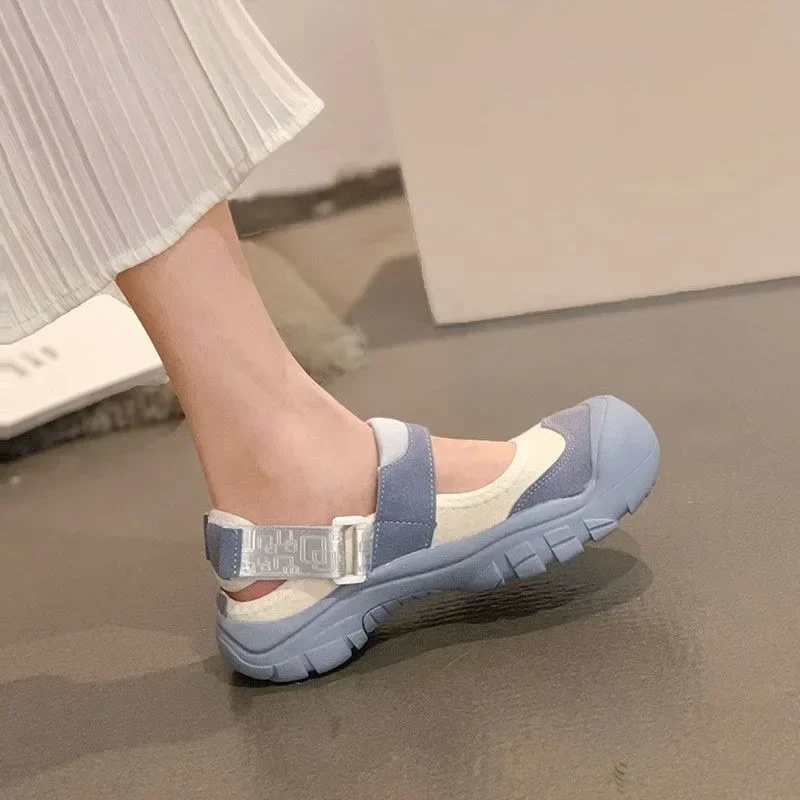 2024 Women's Summer New Fashion Color Matching Non-Slip Comfortable Casual Shoes Daily Baotou Thick-soled Beach Sandals 35-40 image 3
