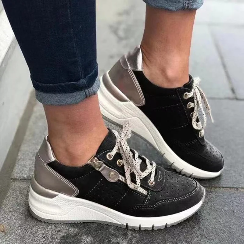 

2023 Breathable Sneakers Women Vulcanized Casual Shoes New Styles Striped Mesh Platform Ladies Trend Sneakers Zapatillas Mujer