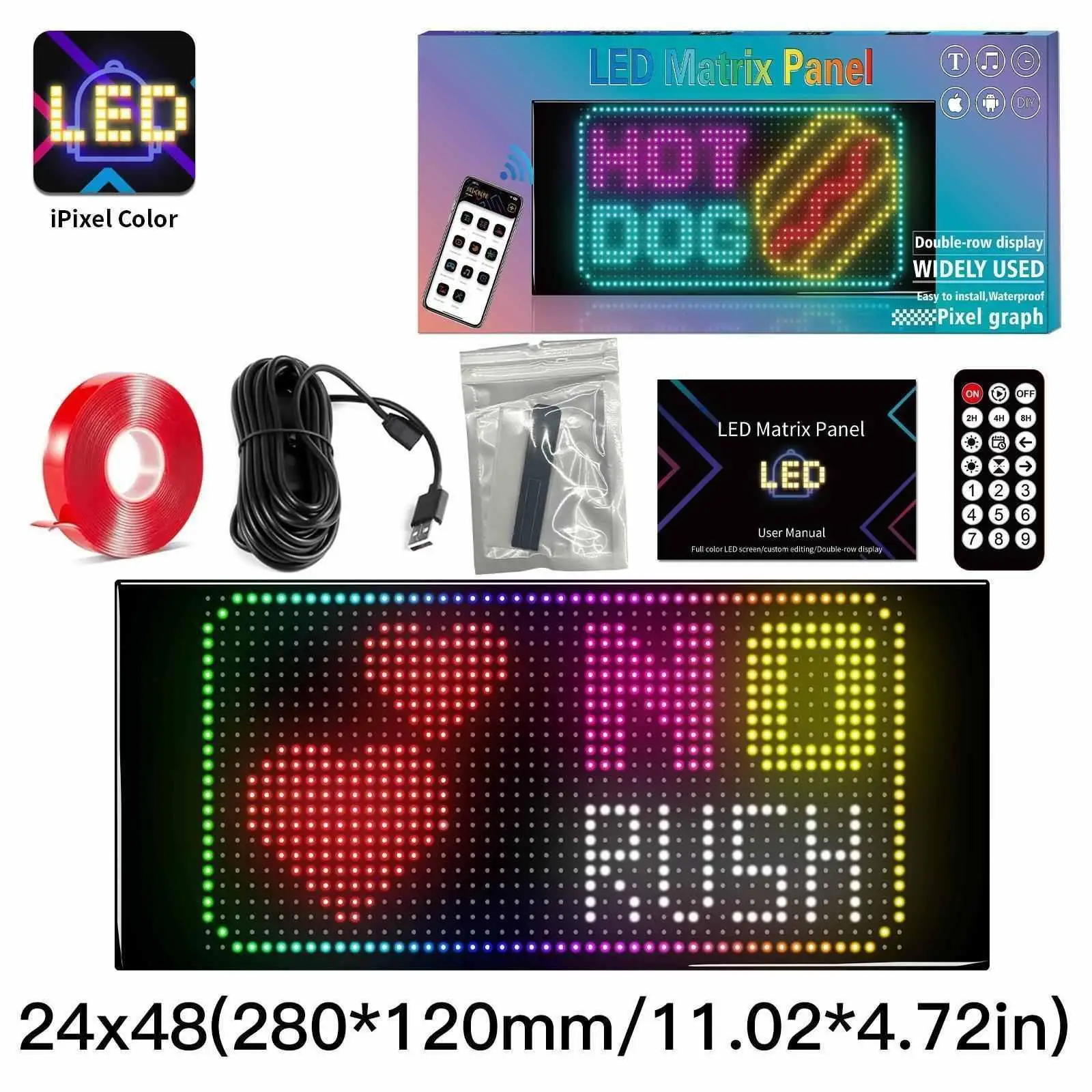 Dual row LED matrix panel hard screen LED car sticker with double row display featuring amazing effects