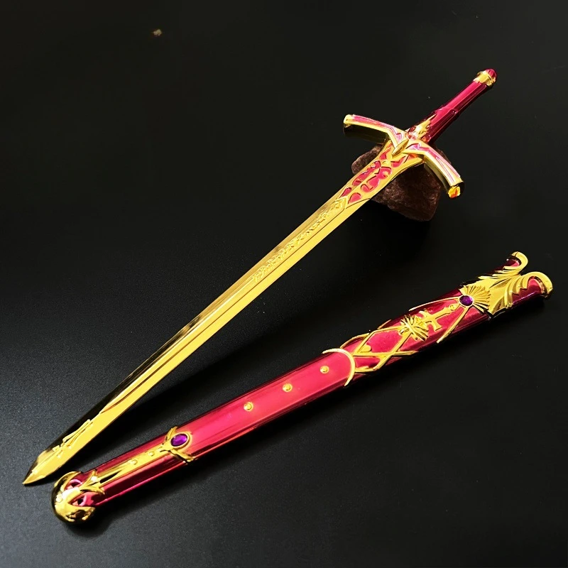 28cm Fate Grand Order Caliburn Sword Saber Lily Weapon Full Metal Craft Model Cosplay Toy Collectible Desk Ornaments Boy Gifts