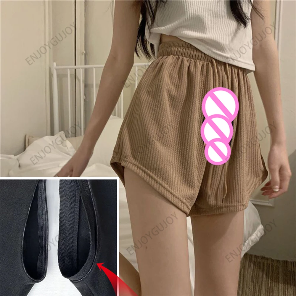 

Drawstring Sports Shorts Women's，Invisible Open Crotch Outdoor Sex，Summer High Waist Hot Girl Casual Short Pants ，Hot Trousers